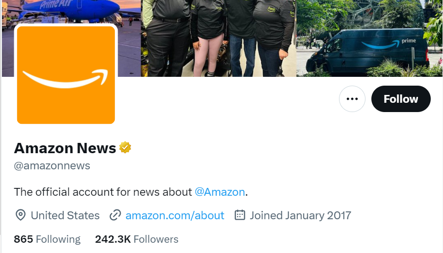 Amazon news official X account